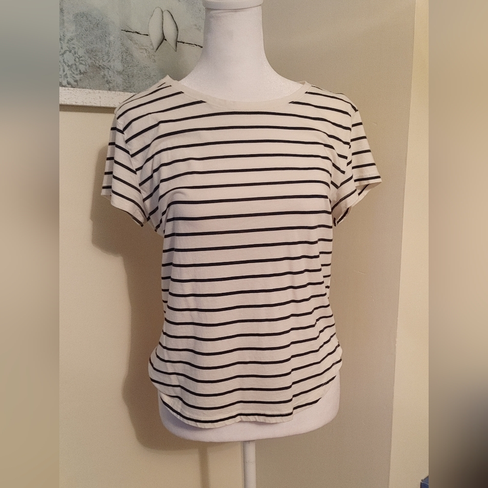 H&M Striped navy and cream Women's Top size small